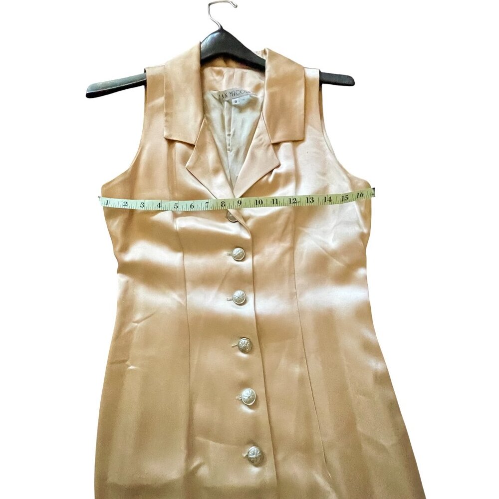 Rare Couture Jan Micole Vintage Peau de Soie Sleeveless Sheath Dress w/ Buttons - Picture 5 of 12